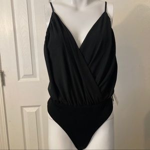 NWT ANGL Black Cross Cami Bodysuit